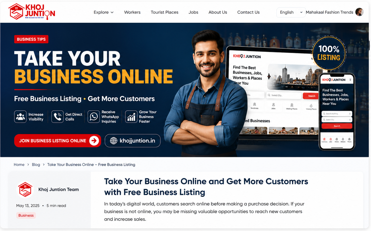 Take Your Business Online and Reach More Customers with Khoj Juntion