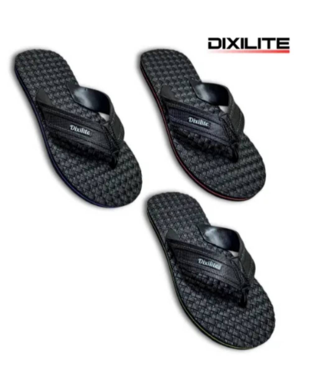 Dixilite Men's Rubber Slip-on Flip Flops, Black